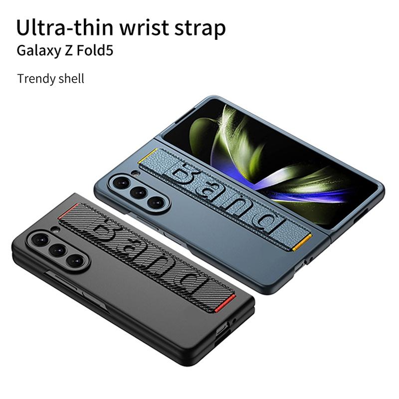 Original GKK Grip Case For Samsung Galaxy Z Fold 5 ZFold5 Stretch Wristband Band With Glass Film Matte Hard PC Protective Cover