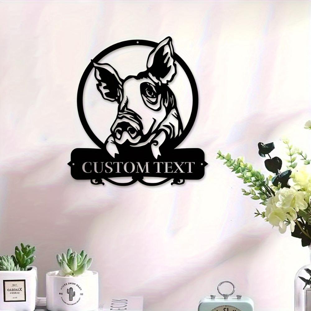 Metal Pig Wall Art Farmhouse Decor Personalized Family Name Sign Unique Gift