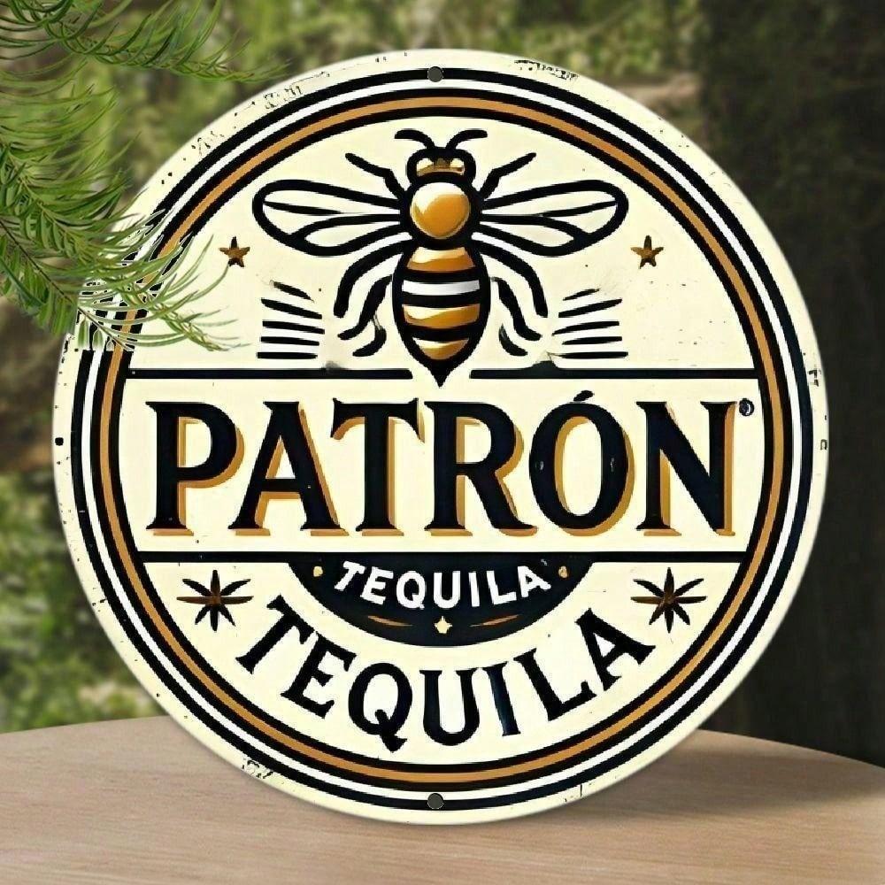 

8 Inch Round Vintage Paton Tequila Metal Sign, Rustic Tin Wall Art for Home Bar різнокольоровий