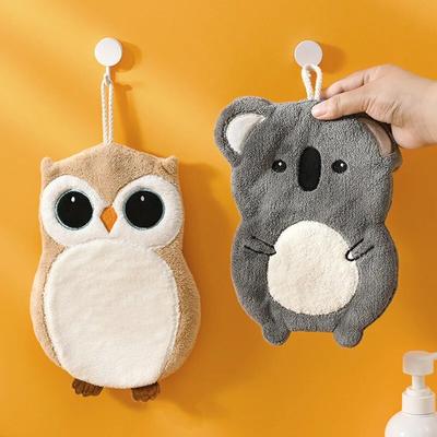 Coral Velvet Towel New Cute Hanging Type Cartoon Kitchen Bathroom Absorbent Quick Drying Hand Towel Wholesale