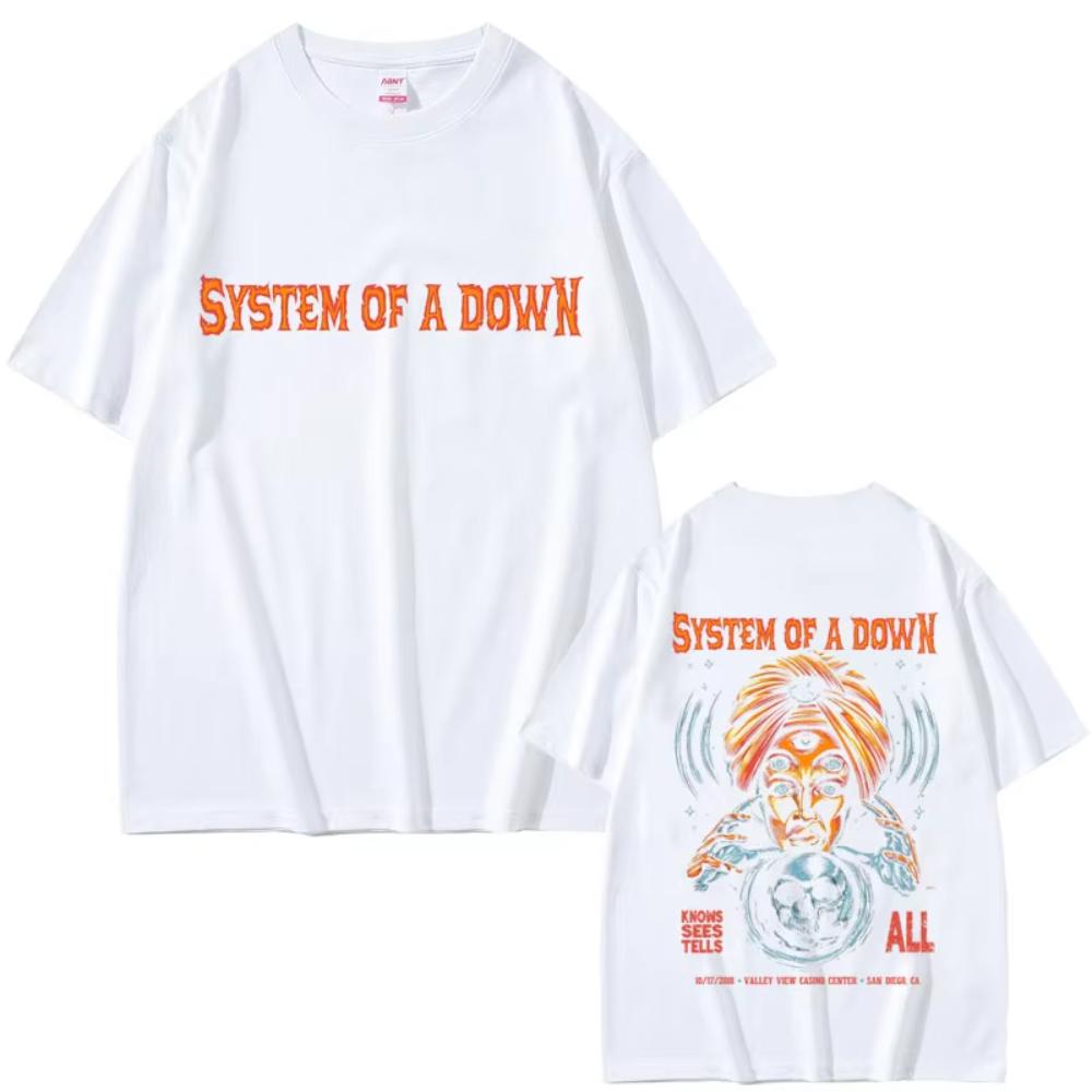 Alternative Metal Rock Band System of A Down Graphic T-shirt Men's Women Casual Cotton Vintage T-shirts Male Oversized T Shirts