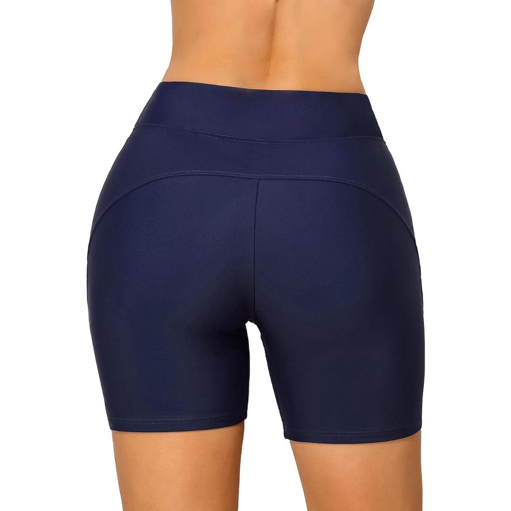 CHARMLEAKS Women's Boardshort Swim Bottom High Waisted Tankini Swimwear Shorts
