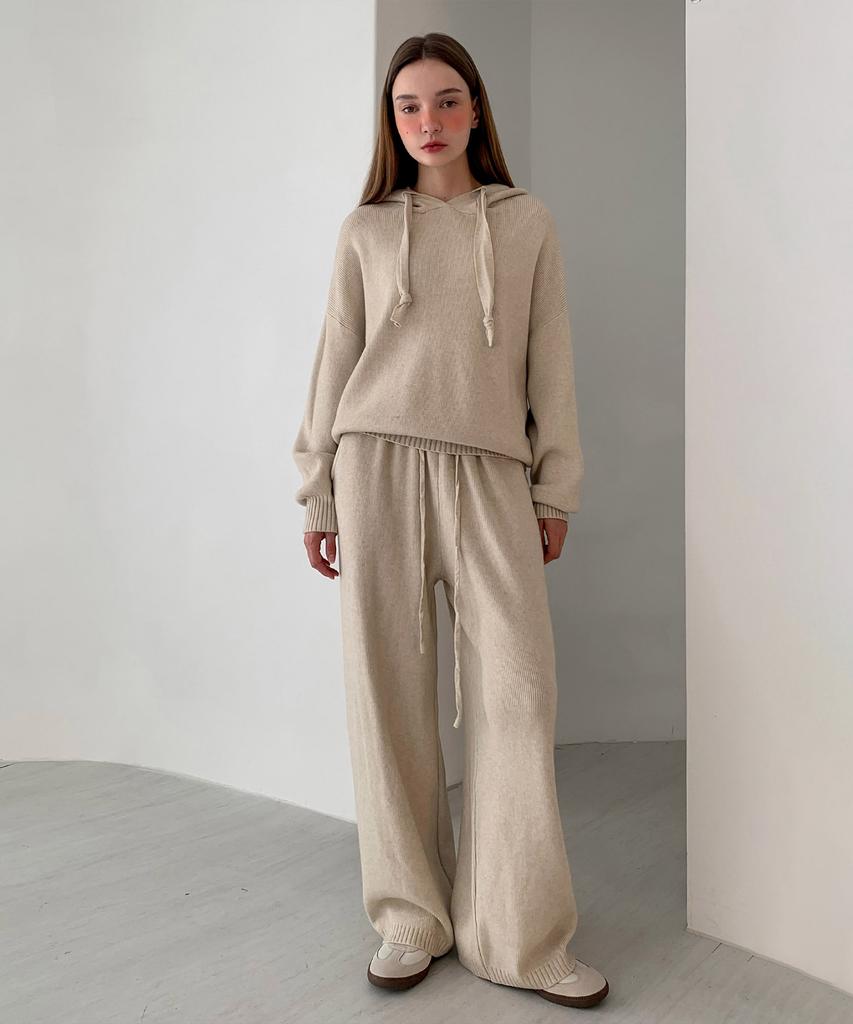 Baseukala [Set] Loose Fit Hoodie+Pants Knit Set-Up (4Colors)