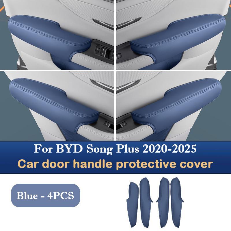 For BYD Song Plus Door Handle Covers Interior Leather Anti-Scratch Protectors Car Door Handle Gloves Armrest Box Cover