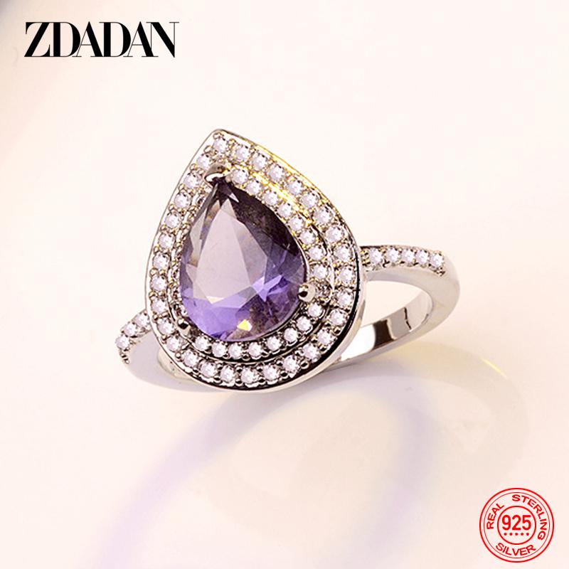 925 Sterling Silver Water Drop Zircon Ring for Women Fashion Jewelry Gift 6