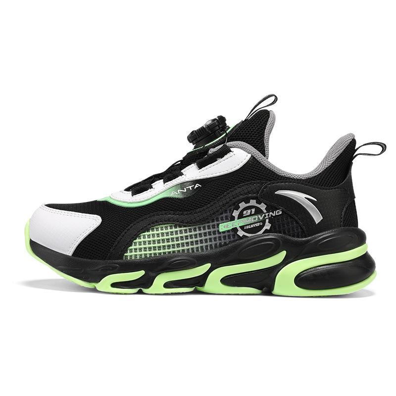 

Anta Детские нескользящие амортизирующие прочные низкие кроссовки для бега Детские кроссовки черные зеленые белые A312325582H-2 37