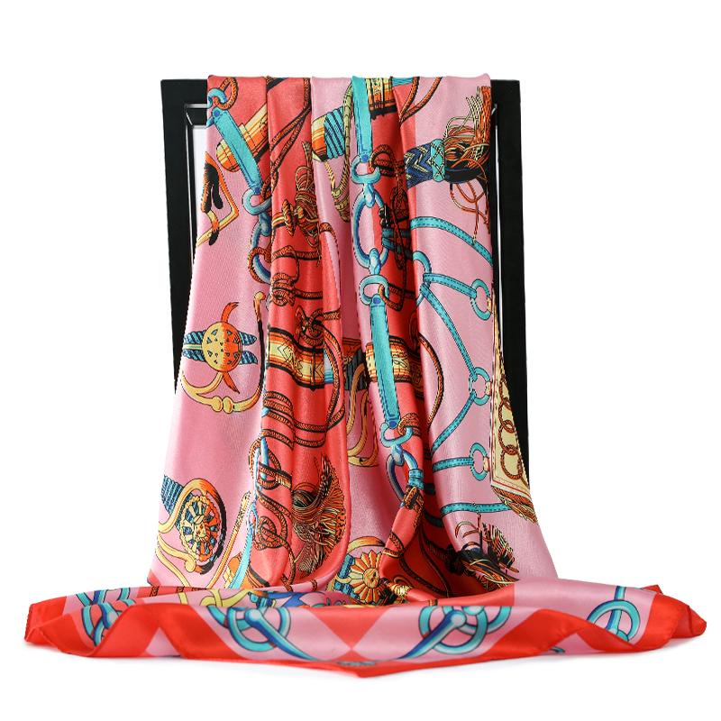 New Print 90X90CM Luxury Shawls Four Seasons Fashion Silk Scarves Popular Sunscreen Bandannas Europe And America Square Kerchief