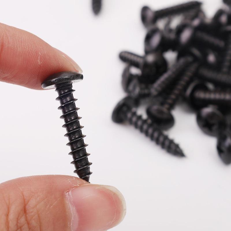 Black Plating Large Flat Head Self-Tapping Screws Carbon Steel Sharp Tail Phillips Recessed Truss Screws Woodworking Fasteners
