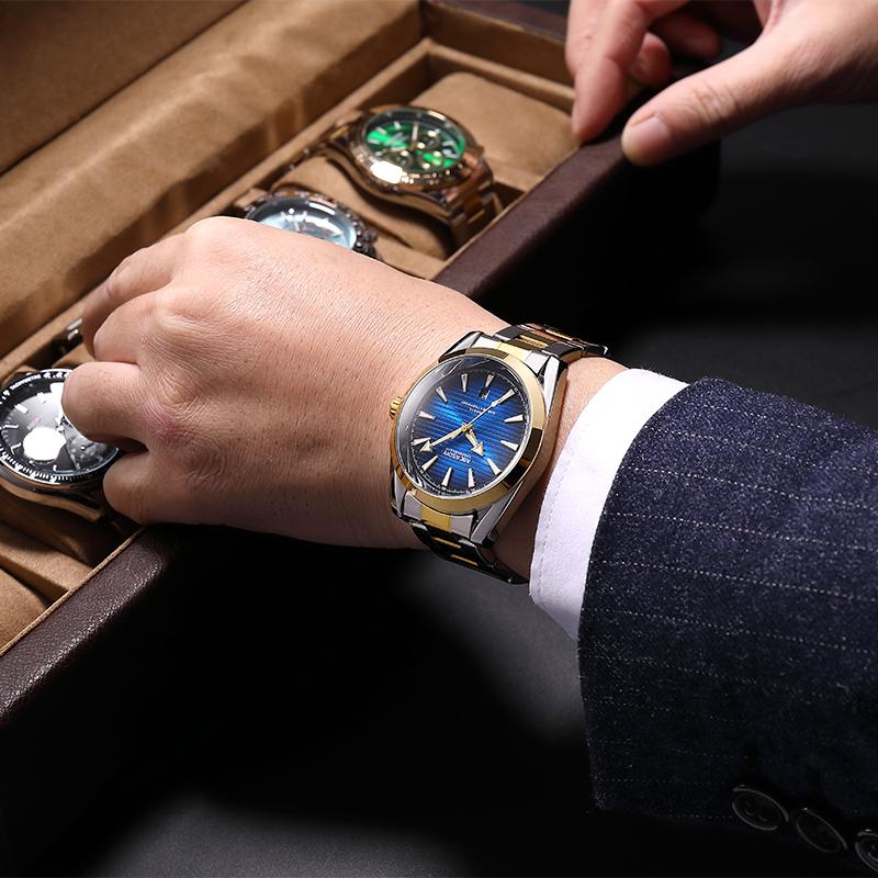 Mens Watches Stainless Steel Belt Quartz Wrist Watch Man Business Watch Calendar Date Luminous Male Casual Bracelet Clock