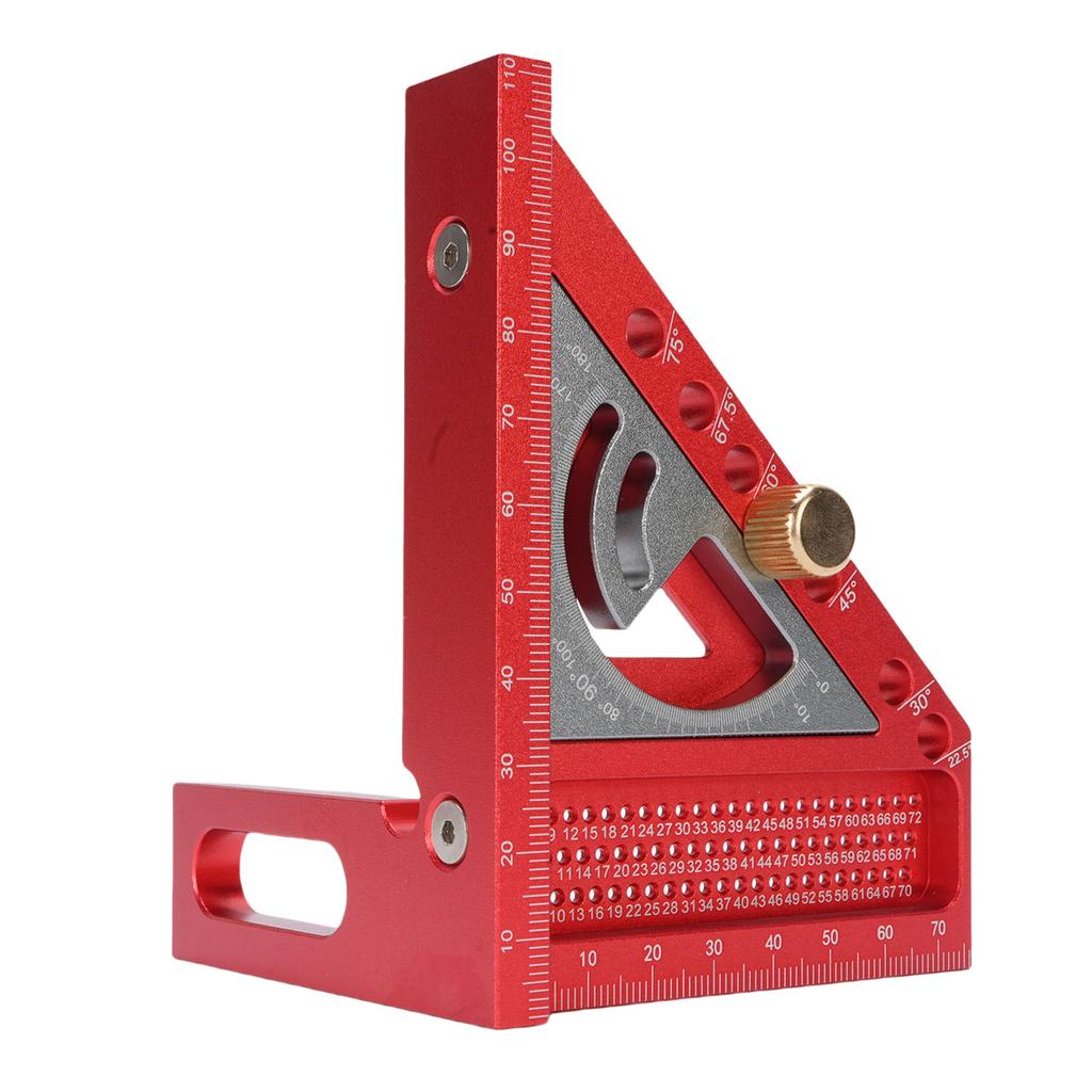 3D Multi Angle Measuring Ruler 0 180 Degree Protractor Aluminum Alloy Anodized Drawing Line Ruler Carpenter Square Red