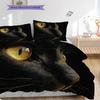 Black Cat Pattern Bedding Quilt Set Quilt Cover Pillowcase Home Decoration Birthday Gift (1 * Duvet Cover + 2 * Pillowcase, Without Core)