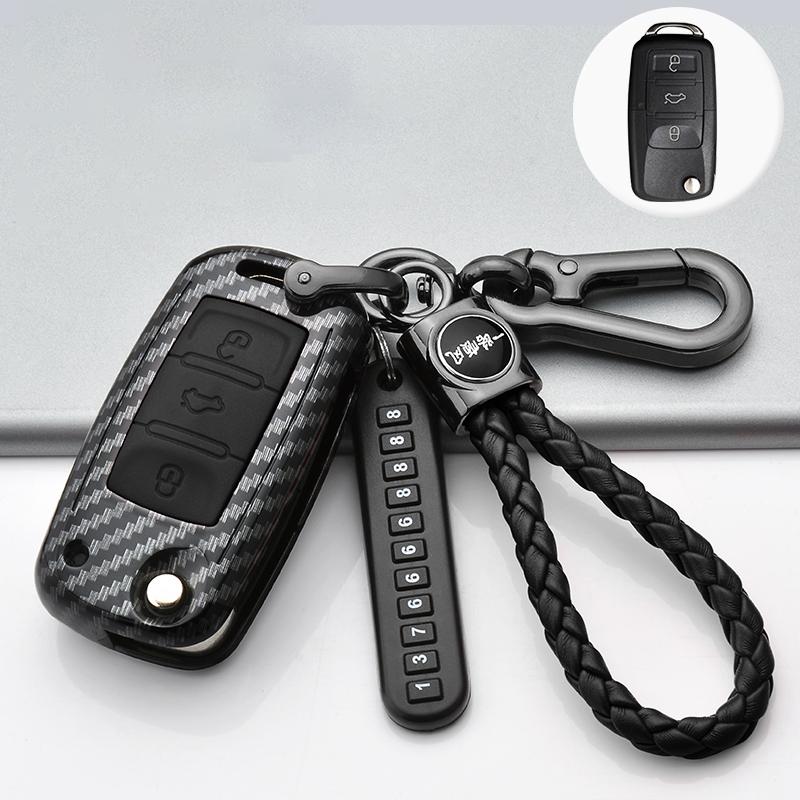 Carbon Fiber Abs Car Key Cover Case For Volkswagen Vw Polo Tiguan Passat B5 B6B7 Golf Eos Scirocco Jetta Mk6 Octavia Accessories