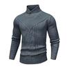 Men's Solid Color Knitted Sweater Tops  Men's Stand Collar Warm Classic Twisted Pullover Sweater