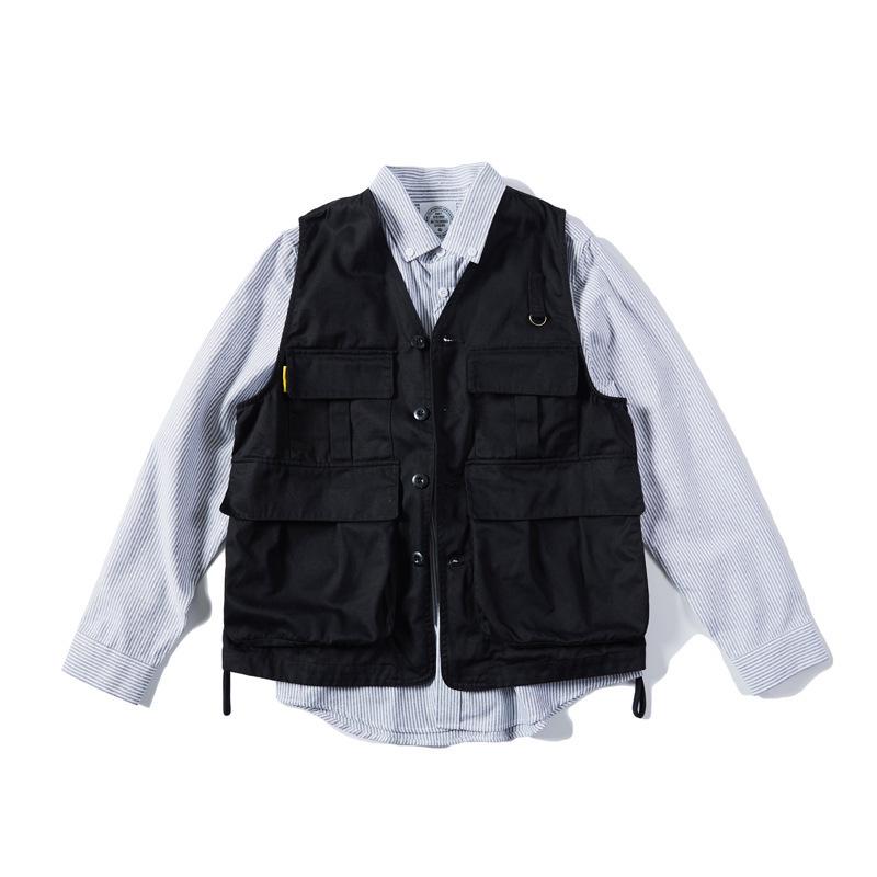 Unisex Japanese Retro Workwear Vest - Autumn Thin, Loose, Multi-Pocket Functional Jacket
