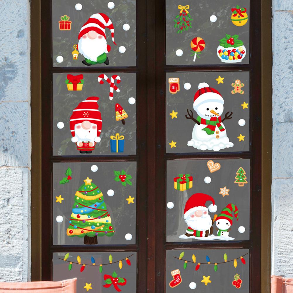 9 Sheets Christmas Window Clings Window Decal Stickers Xmas Holiday Home Decorations For Glass Windows