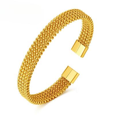 Personalized Titanium Steel Braided Open Bracelet Fashion Gold Plated Stainless Steel Bracelet