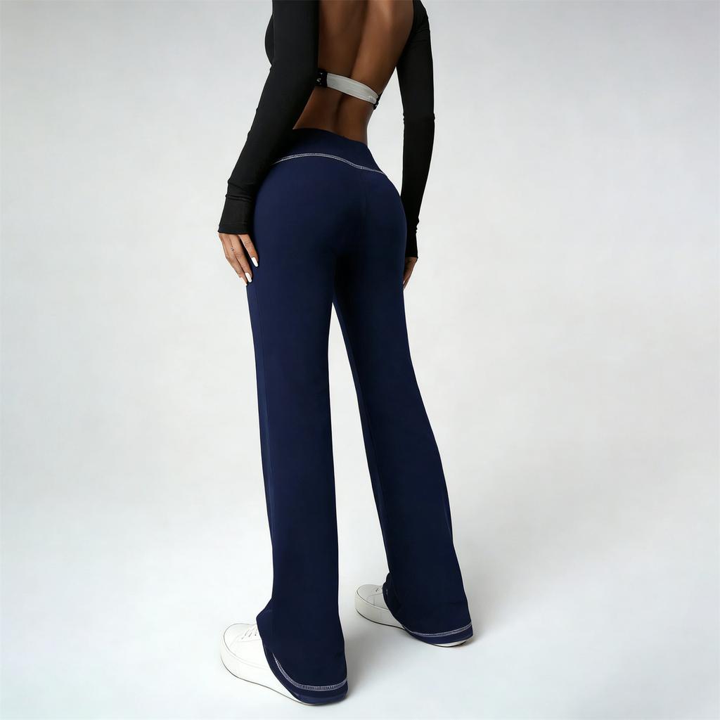 Women's Flared Casual Drawstring Elastic Waist Pants Comfortable Flared Yoga Loose Trousers