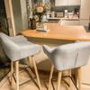 Set of 2 Bar Stools Modern Upholstered Seat Bar Chairs W/ Metal Frame, Solid Wood Legs Living Room Dining Room Fabric Furniture - Beige