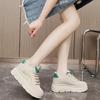 Witte Platform Dames Schoenen Pu Leer Sneakers voor Dames 2025 Nieuw Design Vetersluiting Ronde Neus Dames Schoenen Platte Gevulkaniseerde Schoenen