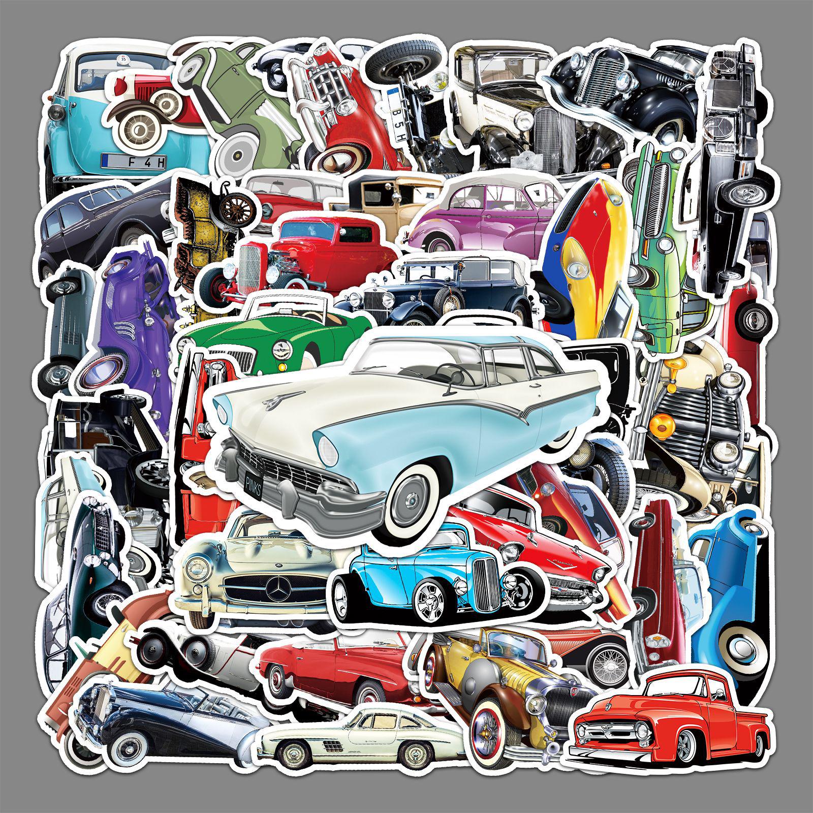 

51 Nostalgic Retro Car Graffiti Stickers for Laptops and Scooters