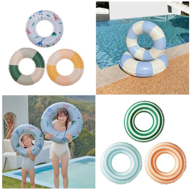 Vintage Swim Ring Toy Inflatable Swimming Pool Floats Striped Pool Inner Tubes Party Decor Supplies for Kids Adults