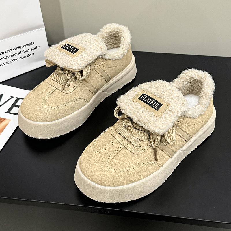 

Maillard Dexun velvet thick baseplate shoes women s winter new niche warm low-top versatile sports cotton shoes 35