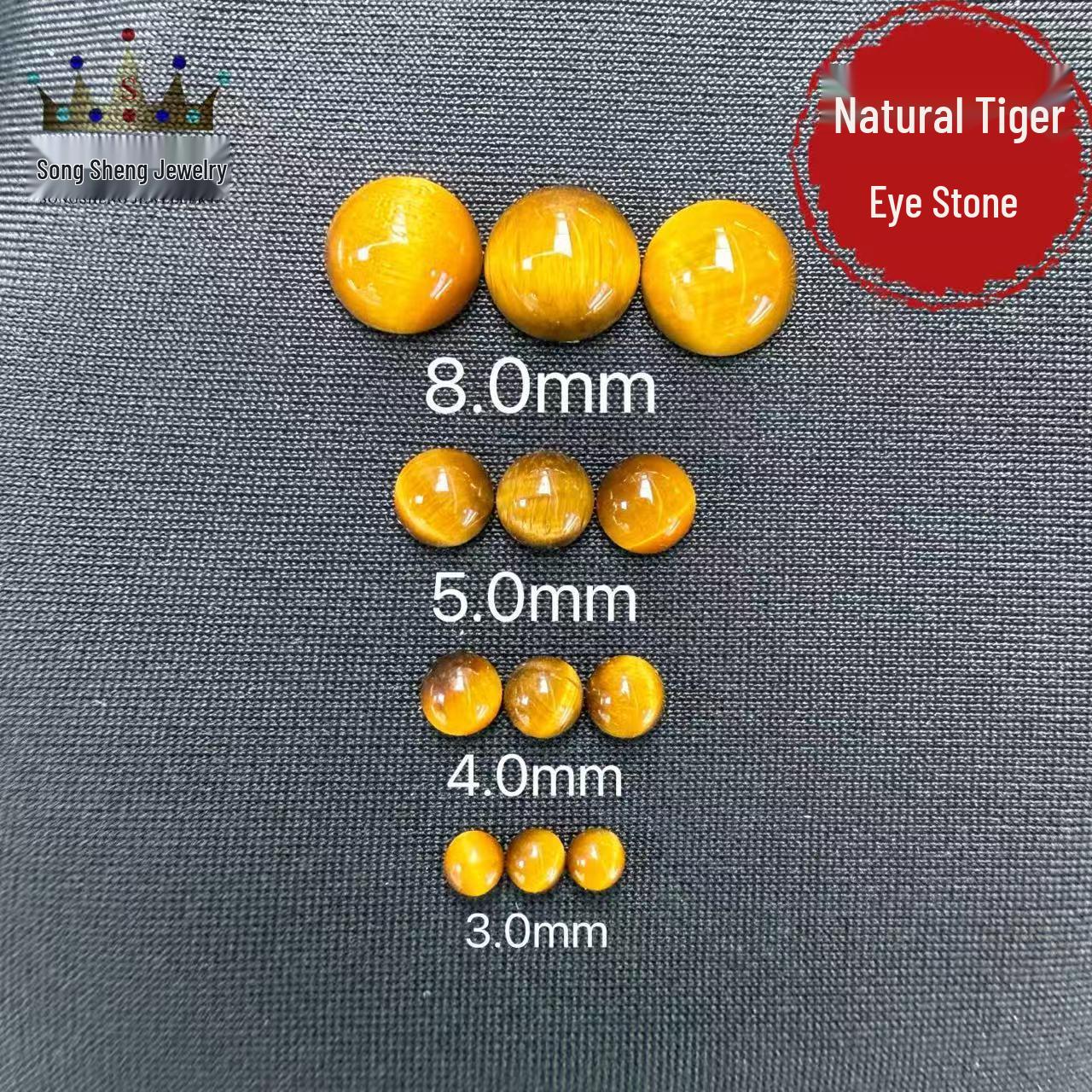 High-Quality Tiger Eye Egg Shape Flat Back DIY Handmade Cat Eye Stone for Inlay Round 3.0mm