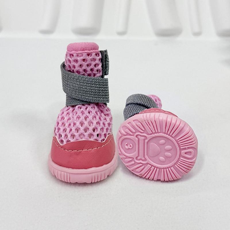 Puppy Paw Covers for Walking with Breathable Textile Upper, Textured Base, Toe Guard, Ankle Bands, Four Piece Pairing