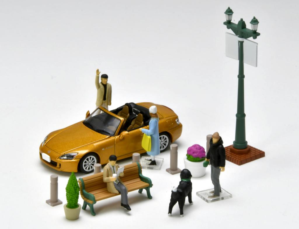 Geocolle Car Snap 22a Urban Street Corner 2 ABS Partially Mini Car Set 64# resin/PVC Dolls/accessories (painted, Assembled) + Die-cast
