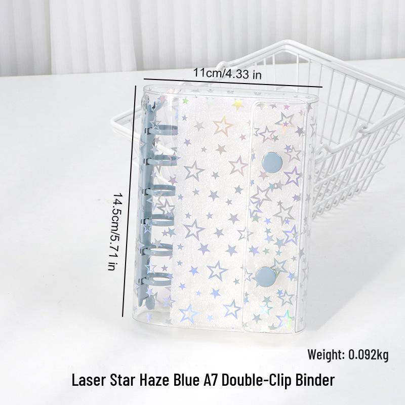 M5 Transparent Double Buckle Binder with Pocket - A6/A7/A8 Planner, Portable Detachable Notebook