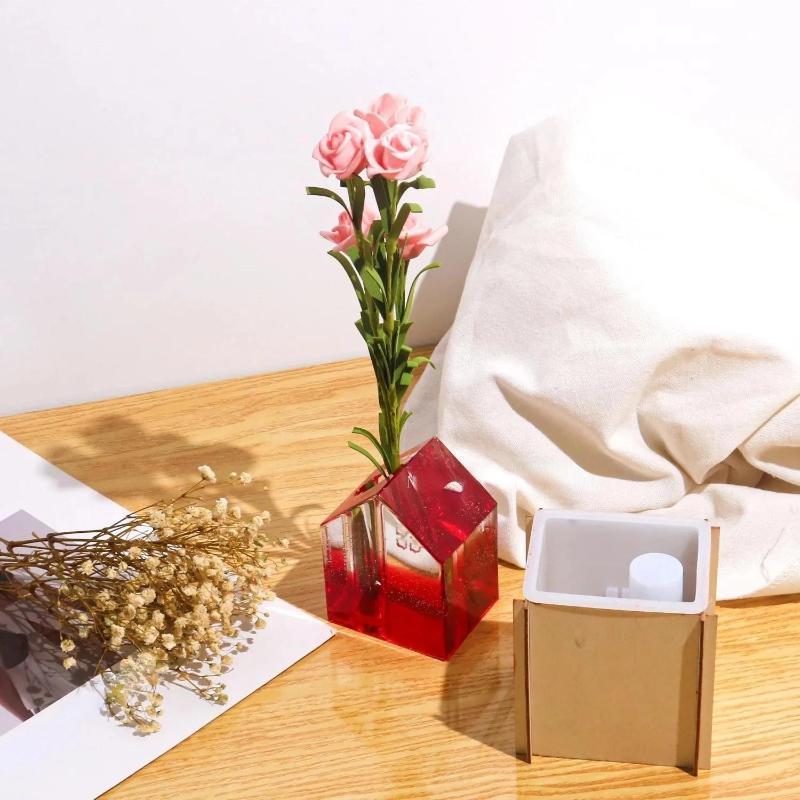 New Creative House Vase Silicone Mold DIY Succulent Concrete Flower Pot Mold Plaster Cement Pen Container Mold Plant Holder Mold