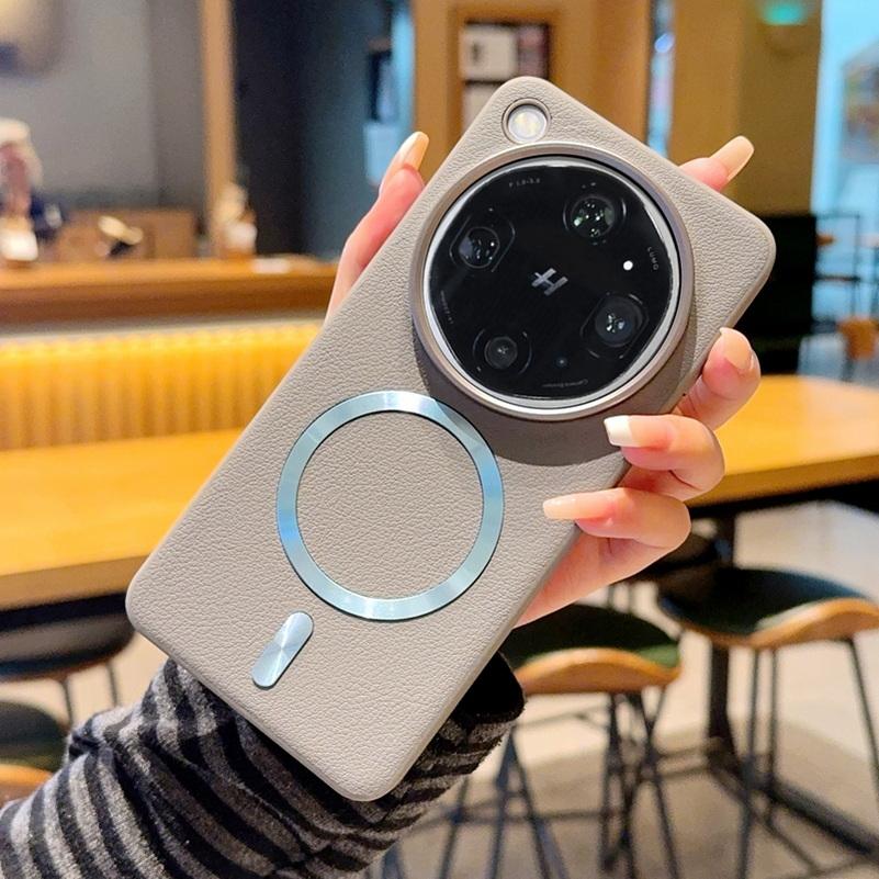 Lens Heightening Protect Camera Plain Leather Magnetic Ring Case For OPPO Find X9 Ultra X9s Pro X9 X8s + X8 Reno 15 Pro Cover