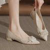 French not tired feet shallow mouth women's single shoes 2025 spring and summer new fashion beautiful wedding shoes pointed low heel single shoes wome