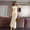 Summer 2025 ZA Fashion Metal Buckle Knit Vest and Slit Midi Skirt Set for Europe and America