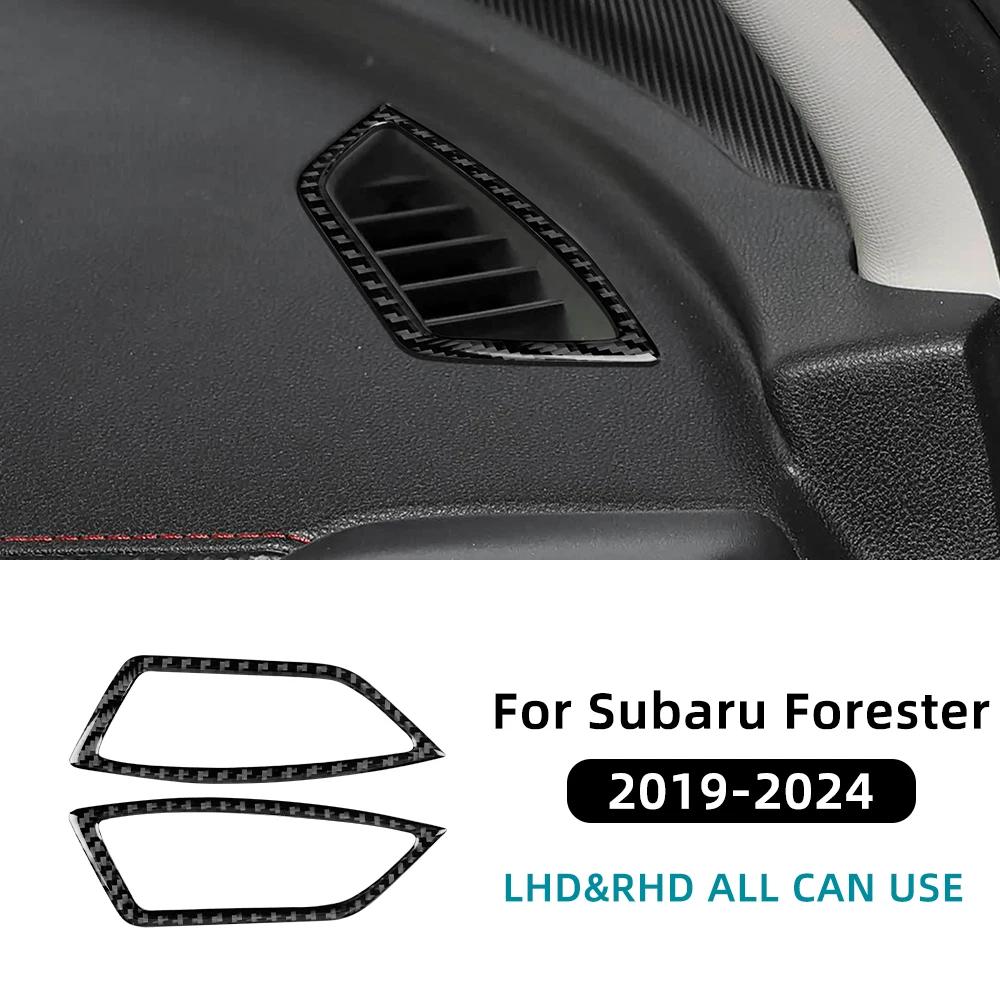 Real Soft Carbon Fiber Sticker LHD RHD Car Air Outlet Frame Side of Dashboard For Subaru Forester      2024 Black Carbon