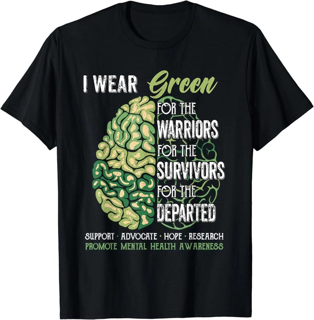 Mental Health Awareness Matters Support I Wear Green Warrior Gift Unisex T-Shirt