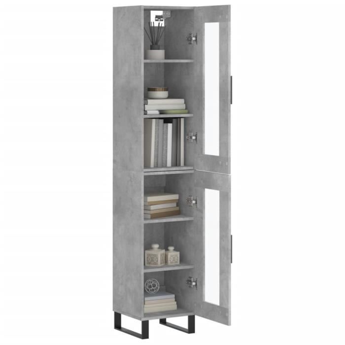 VidaXL Buffet haut Gris béton 34,5x34x180 cm Bois d'ingénierie 3199453