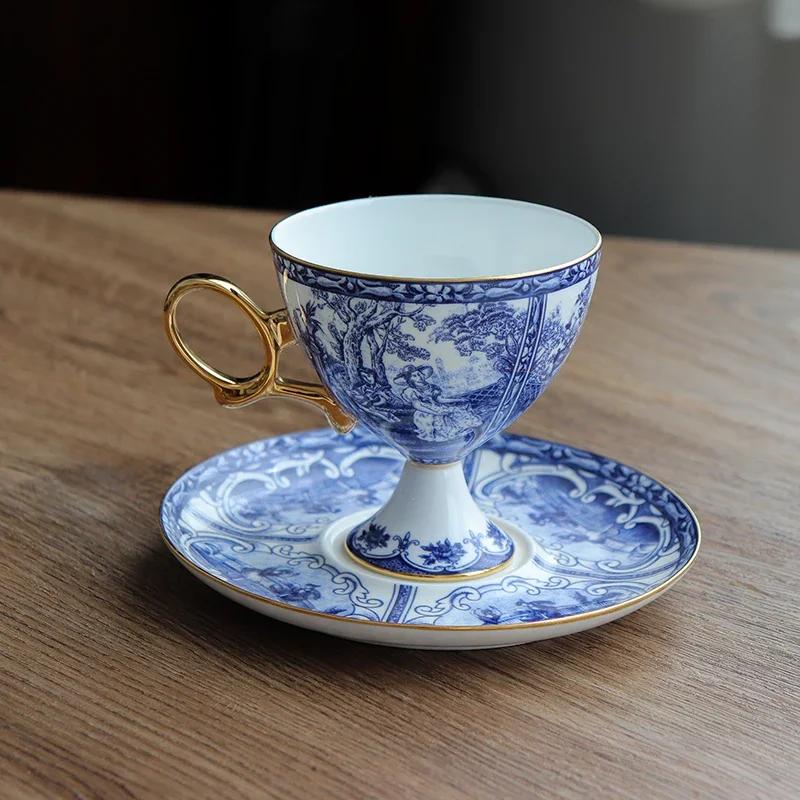 Blue Downton Abbey Food Plates, French Retro Tea Cup Set, Bowls, Dinner Plates, Fruit Tray, Fish Dish, Tableware, Dinnerware