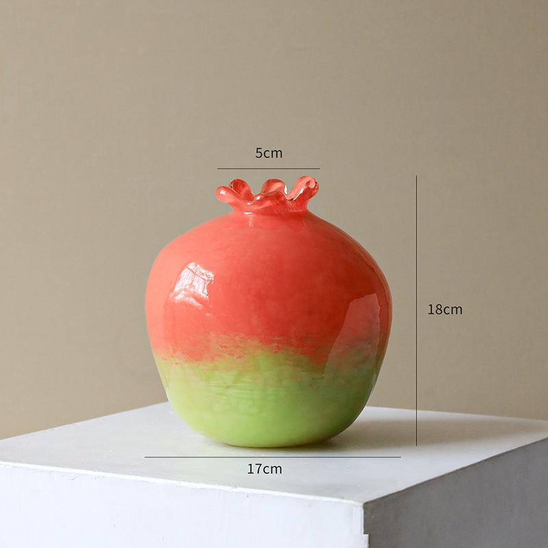 Gradient Color Pomegranate Glass Vase Plant Pots Table Decoration Flowers Arrangement Pomegranate Vase Room Aesthetic Decor