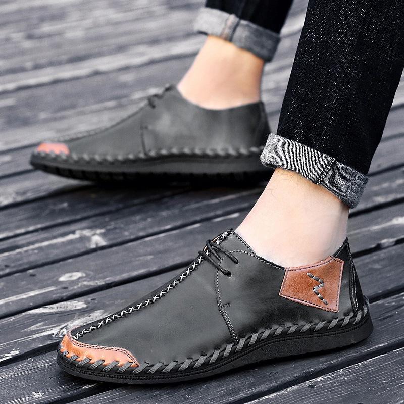 Spring 2025 Foreign Trade Large Size Men's Shoes New Hand-stitched Leather Shoes Outsole Casual Men's Leather Shoes