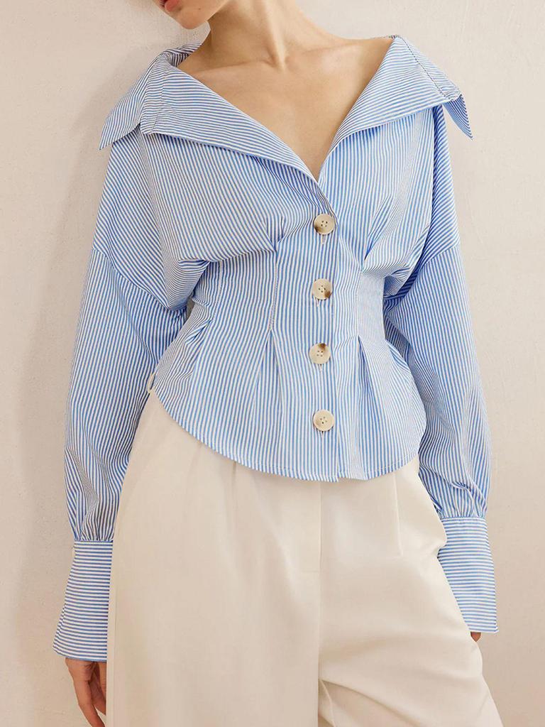 Trendy Women's European & American Striped Long-Sleeve Shirt - Niche Spring/Autumn Design