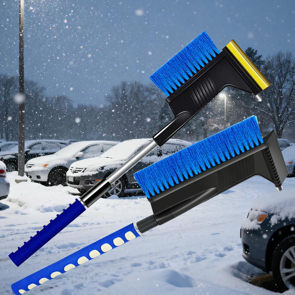 Winter Car Mounted Snow Removal Shovel with Three In One Snow Shovel Tool for Sweeping Snow, Scraping Snow with Safety Hammer