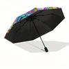 Guitar Art Automatic folding umbrella  simple eight rib design, bright color pattern, durable iron frame, ideal for travel and outdoor, beac