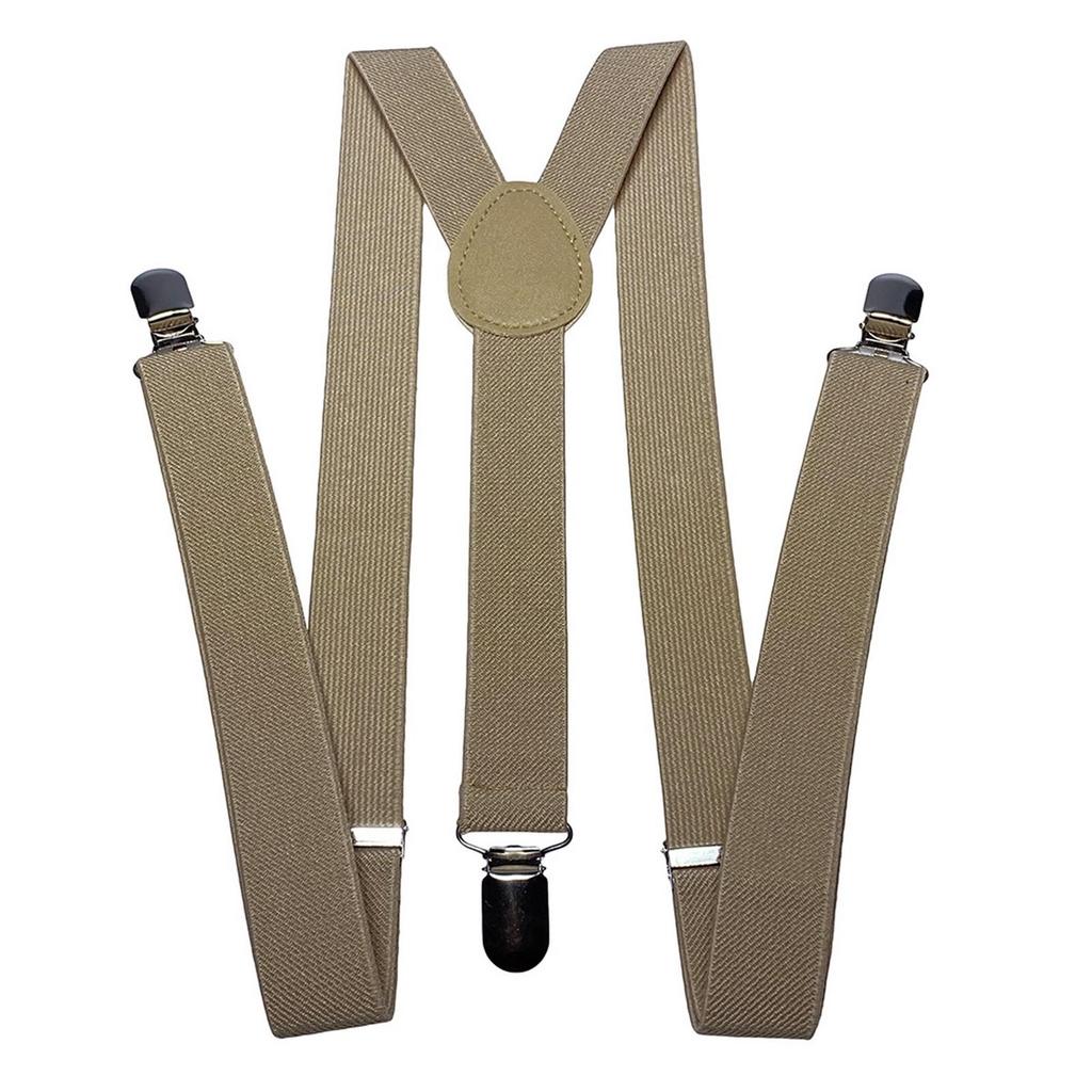 Unisex Y Back Suspenders 3 Clips Adjustable Elastic Braces