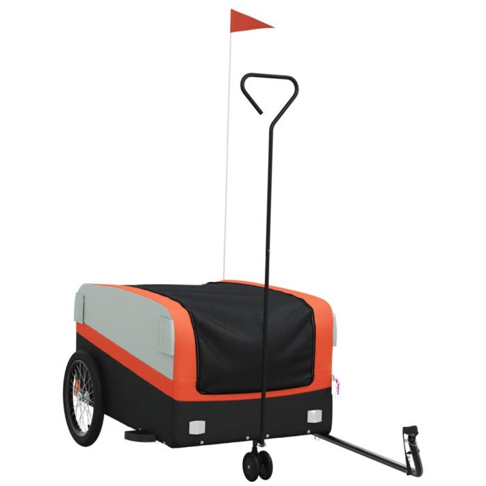 VidaXL Bicycle Trailer Black and Orange 45 Kg Iron 94061