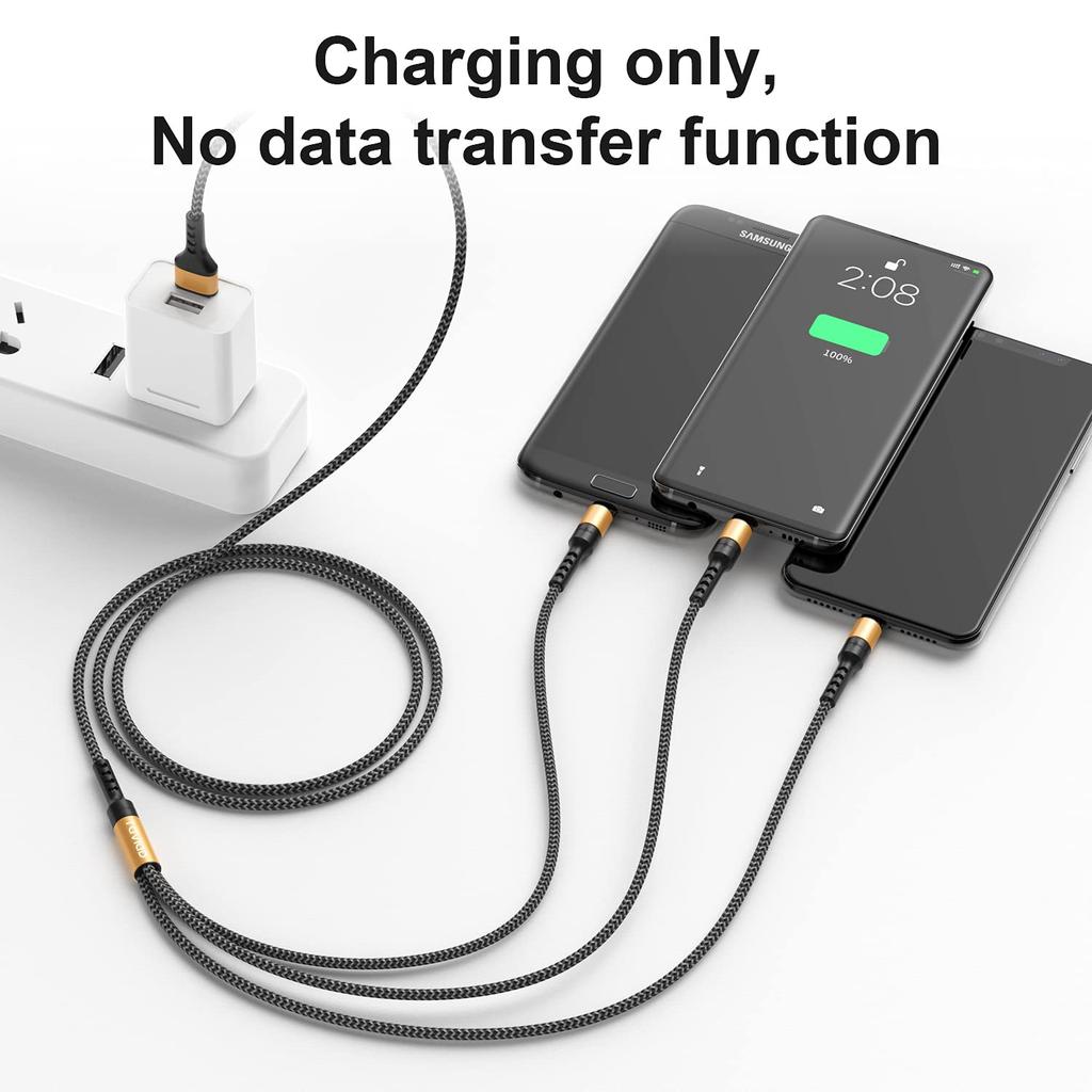 RAVIAD Charging Cable USB Cable Fast Charging Charging Cord USB Cable 3-in-1 1.2M C/Micro USB/iPhone