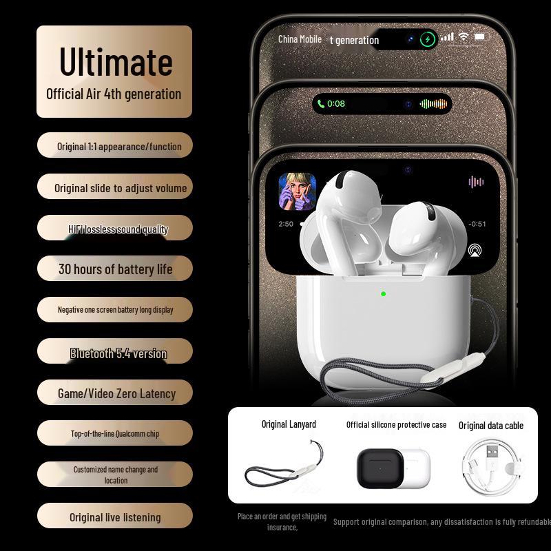 2025 Huaqiangbei 7th Gen Wireless Bluetooth Headphones: Noise-Cancelling, Original High-Quality Sound, Semi-In-Ear.