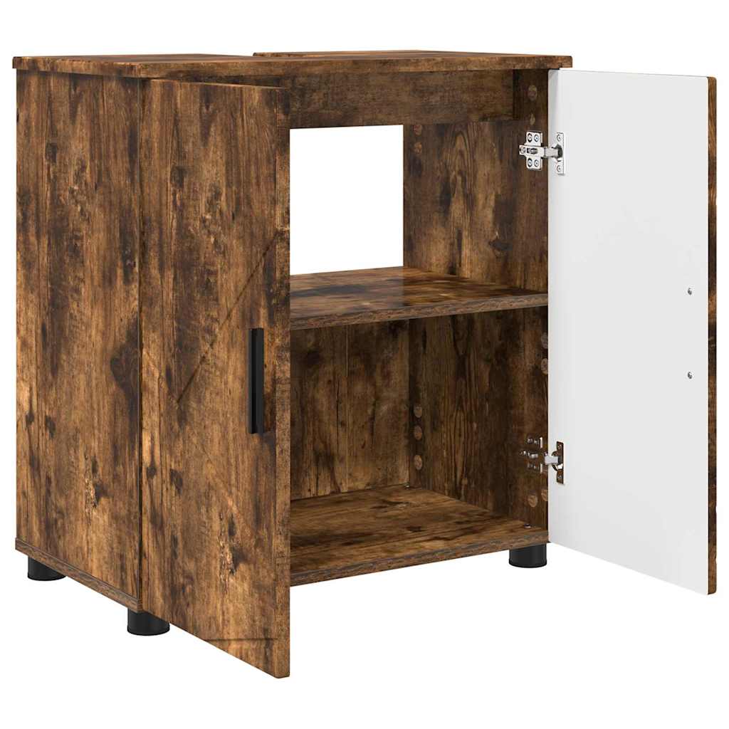 Bathroom Cabinet with Door Smoked Oak 61 x 35 x 64 cm