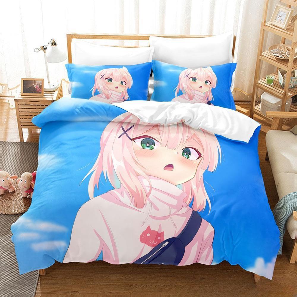 New Anime Girls The Demon Girl Next Door Bedding Set Single Twin Full Queen King Size Bed Set Adult Kid Bedroom Duvetcover Sets
