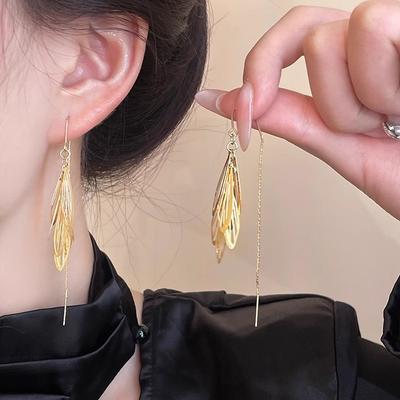 Long Wing Fringed Earrings, Japanese and Korean Design Temperament Earrings, Small Face Earrings